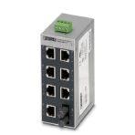Phoenix Contact 2891110 Ethernet Switch, 7 TP RJ45 ports, 1 FO port, 100 Mbps full duplex in ST-D format, automatic detection of data transmission speed of 10 or 100 Mbps (RJ45), autocrossing function