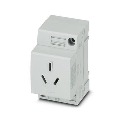 Phoenix Contact 0804087 Socket,  Pin connector pattern type I,  Screw connection,  for China/Australia and other countries,  gray,  for mounting on a DIN rail in the service interface or direct mounting,  250 VÂ AC,  10 A,  -20 Â°C,  60 Â°C,  GBÂ 2099.1 and GBÂ 1002