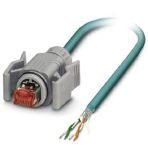 Phoenix Contact 1405675 Assembled Ethernet cable, CAT5e, shielded, 2-pair, AWG 26 stranded (7-wire), RAL 5021 (water blue), RJ45 plug/IP67, gray on free conductor end, line, length 2 m