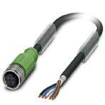 Phoenix Contact 1682948 Sensor/actuator cable, 5-position, PUR halogen-free, black-gray RAL 7021, shielded, free cable end, on Socket straight M12, coding: A, cable length: 3 m