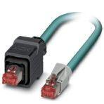 Phoenix Contact 1412024 Assembled Ethernet cable, shielded, 4-pair, AWG 26 stranded (7-wire), RAL 5021 (sea blue), RJ45 connector/IP67 push/pull plastic housing to RJ45 connector/IP20, line, length 5 m