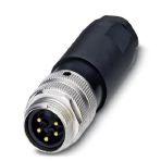 Phoenix Contact 1559039 Connector, Universal, 5-position, Plug straight 7/8"-UNF, Coding: A, Screw connection, knurl material: Zinc die-cast, nickel-plated, cable gland Pg16, external cable diameter 12 mm ... 14 mm, Contact 3 capacitive