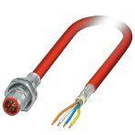 Phoenix Contact 1419160 Assembled Sercos III cable, shielded, star quad, AWG 22 stranded (7-wire), RAL 3020 (traffic red), M12 flush-type plug, rear mounting, SPEEDCON 4-pos. on free conductor end, length: 2 m