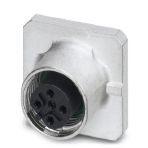 Phoenix Contact 1456462 Sensor/actuator flush-type connector, 5-pos. socket, M12, B-coded, front/square flange mounting,wave soldering