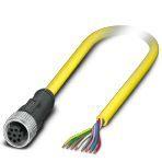 Phoenix Contact 1406105 Sensor/actuator cable, 8-position, PVC, yellow, free cable end, on Socket straight M12, coding: A, cable length: 2 m