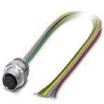 Phoenix Contact 1446391 Sensor/actuator flush-type socket, 8-pos., M12 SPEEDCON, A-coded, front/screw mounting with M16 thread, can be positioned, with 2.0 m TPE litz wire, 8 x 0.25 mm²