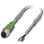 Phoenix Contact 1457018 Sensor/actuator cable, 4-position, PUR halogen-free, resistant to welding sparks, highly flexible, gray RAL 7001, Plug straight M12, coding: A, on free cable end, cable length: 1.5 m, for robots and drag chains