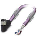 Phoenix Contact 1575916 Bus system cable, CANopen®, DeviceNet™, 5-position, PUR halogen-free, violet RAL 4001, shielded, free cable end, on Socket angled M8, cable length: Free input (0.2 ... 40.0 m), Connector unshielded