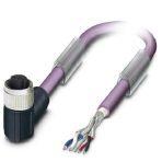 Phoenix Contact 1431092 Bus system cable, CANopen®, DeviceNet™, 5-position, PUR halogen-free, violet RAL 4001, shielded, free cable end, on Socket angled M12, coding: A, cable length: Free input (0.2 ... 40.0 m)