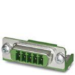 Phoenix Contact 1688825 POWER-SUBCON header, for mounting side, 5-pos., shielded, green, for wall thicknesses up to 2.0 or 4.5 mm, with spacer pin SW 5L5/4-40 UNC-M 3 x 8