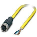 Phoenix Contact 1418053 Sensor/actuator cable, 5-position, PVC, yellow, shielded, free cable end, on Socket straight M12, coding: A, cable length: 15 m