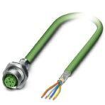 Phoenix Contact 1437782 Bus system flush-type socket, PROFINET, 4-pos., M12, shielded, D-coded, SPEEDCON, rear/screw mounting with Pg9 thread, with 2.0 m bus cable, 2 x 2 x 0.34 mm²
