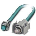 Phoenix Contact 1413324 Assembled Ethernet cable, shielded, 4-pair, AWG 26 suitable for use with drag chain (19-wire), RAL 5021 (sea blue), M12 flush-type socket, rear wall/screw mounting with M16 thread on RJ45 connector/IP67, gray, line, length 2 m
