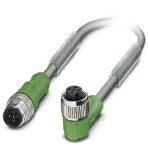 Phoenix Contact 1454532 Sensor/actuator cable, 5-position, PUR halogen-free, resistant to welding sparks, highly flexible, gray RAL 7001, Plug straight M12, coding: A, on Socket angled M12, coding: A, cable length: 1.5 m, for robots and drag chains