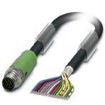 Phoenix Contact 1430213 Sensor/actuator cable, 17-position, PUR/PVC, black RAL 9005, shielded, Plug straight M12 SPEEDCON, coding: A, on free cable end, cable length: 3 m