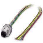 Phoenix Contact 1523502 Sensor/Actuator flush-type plug, 8-pos., M12-SPEEDCON, A-coded, front/screw mounting with M16 thread, can be positioned, with 0.5 m TPE litz wire, 8 x 0.25 mm²