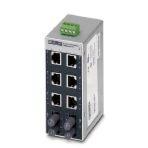 Phoenix Contact 2891411 Ethernet switch, 6 TP RJ45 ports, 2 FO ports, 100 Mbps full duplex in ST-D format, automatic detection of data transmission speed of 10 or 100 Mbps (RJ45), autocrossing function