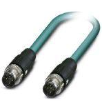 Phoenix Contact 1407378 Network cable, Ethernet CAT5 (100 Mbps), 4-position, PUR, water blue RAL 5021, shielded, Plug straight M12 SPEEDCON / IP67, coding: D, on Plug straight M12 SPEEDCON / IP67, coding: D, cable length: 5 m