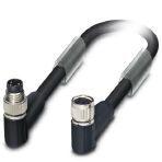 Phoenix Contact 1550999 Bus system cable, INTERBUS, 4-position, PUR halogen-free, black RAL 9005, shielded, Plug angled M8, on Socket angled M8, cable length: 2 m