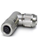 Phoenix Contact 1429169 Data connector, VARAN, 6-position, shielded, Socket angled M12, Coding: A, Insulation displacement connection, knurl material: Nickel-plated brass, external cable diameter 4 mm ... 8 mm