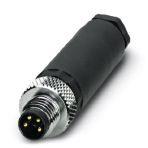 Phoenix Contact 1501265 Connector, Universal, 4-position, Plug straight M8, Coding: A, Screw connection, knurl material: Nickel-plated brass, external cable diameter 3.5 mm ... 5 mm