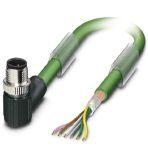 Phoenix Contact 1433184 Bus system cable, INTERBUS (16 Mbps), 5-position, PUR halogen-free, may green RAL 6017, shielded, Plug angled M12 SPEEDCON, coding: B, on free cable end, cable length: Free input (0.2 ... 40.0 m)