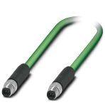 Phoenix Contact 1217316 Network cable, Single Pair Ethernet CAT B (ISO/IEC 63171) (100 Mbps), 2-position, PUR halogen-free, green, shielded (Advanced Shielding Technology), Plug straight M8 / IP67, on Plug straight M8-SPE / IP67, cable length: 2 m