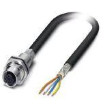 Phoenix Contact 1402764 Assembled PROFINET cable, CAT5e, shielded, star quad, AWG 22 (7-wire), black, M12 flush-type socket, rear/screw mounting with M16 thread on free conductor end, length 2 m