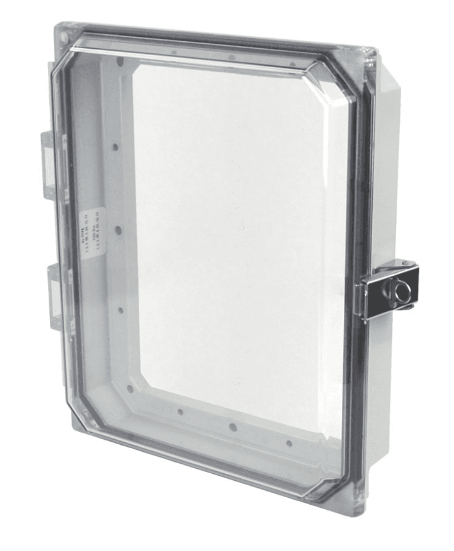 Allied Moulded Products AMHMI108CCL 10″x8″ HMI Cover Kit with hinged clear cover and stainless-steel snap latch