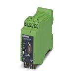 Phoenix Contact 2708423 FO converter with integrated optical diagnostics, alarm contact, for RS-232 interfaces up to 115.2 kbps, T-coupler with two FO interfaces (BFOC), 850 nm, for PCF/fiberglass cable (multimode)