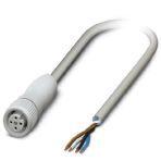 Phoenix Contact 1404011 Sensor/actuator cable, 4-position, PP-EPDM halogen-free, gray RAL 7035, free cable end, on Socket straight M12, coding: A, cable length: 3 m, Hygienic design, with plastic knurl