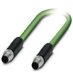 Phoenix Contact 1423709 Network cable, PROFINET CAT5 (100 Mbps), EtherCAT® CAT5 (100 Mbps), 4-position, PUR/FRNC halogen-free, green RAL 6018, shielded (Advanced Shielding Technology), Plug straight M8 / IP67, coding: D, on Plug straight M8 / IP67, coding: D, cable length: 5 m