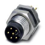 Phoenix Contact 1436521 Sensor/actuator flush-type connector, male, 6-pos., M8, rear/screw mounting with M8 thread, with straight solder connection
