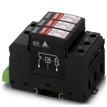 Phoenix Contact 2920272 Surge arrester for 4-conductor power supply systems (L1, L2, L3, PEN), consisting of a base element with remote indication contact and protective connectors, for mounting on NS 35.