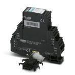 Phoenix Contact 2800985 Surge protection, consisting of protective plug and base element, with integrated multi-stage status indicator on the module for two 2-wire floating signal circuits. Indirect grounding via gas-filled surge arrester.
