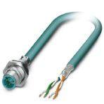 Phoenix Contact 1437724 Bus system flush-type plug, Ethernet, 4-pos., M12 SPEEDCON, shielded, D-coded, rear/screw mounting with Pg9 thread, with 0.5 m bus cable, 2 x 2 x 0.2 mm²