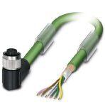 Phoenix Contact 1430983 Bus system cable, INTERBUS (16 Mbps), 5-position, PUR halogen-free, may green RAL 6017, shielded, free cable end, on Socket angled M12, coding: B, cable length: Free input (0.2 ... 40.0 m)