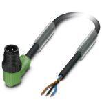 Phoenix Contact 1442557 Sensor/actuator cable, 3-position, PUR halogen-free, black-gray RAL 7021, Plug angled M12, coding: A, on free cable end, cable length: 1.5 m, with plastic knurl