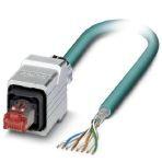Phoenix Contact 1407783 Assembled Ethernet cable, shielded, 4-pair, AWG 26 stranded (7-wire), RAL 5021 (sea blue), RJ45 connector/IP67 push/pull metal housing to free cable end, line, length 5 m