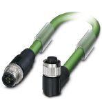 Phoenix Contact 1430996 Bus system cable, INTERBUS (16 Mbps), 5-position, PUR halogen-free, may green RAL 6017, shielded, Plug straight M12, coding: B, on Socket angled M12, coding: B, cable length: Free input (0.2 ... 40.0 m)