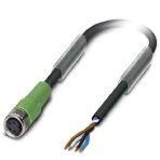 Phoenix Contact 1543595 Sensor/actuator cable, 4-position, PUR halogen-free, black-gray RAL 7021, free cable end, on Socket straight M8, cable length: 10 m