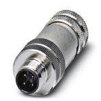 Phoenix Contact 1501540 Connector, Universal, 4-position, shielded, Plug straight M12, Coding: A, Screw connection, knurl material: Zinc die-cast, nickel-plated, cable gland Pg9, external cable diameter 6 mm ... 8 mm