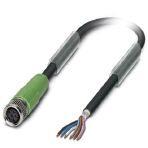 Phoenix Contact 1522406 Sensor/actuator cable, 6-position, PUR halogen-free, black-gray RAL 7021, shielded, free cable end, on Socket straight M8, cable length: 3 m