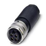 Phoenix Contact 1521355 Connector, Universal, 4-position, Socket straight 7/8"-UNF, Coding: A, Screw connection, knurl material: Zinc die-cast, nickel-plated, cable gland Pg13,5, external cable diameter 10 mm ... 12 mm