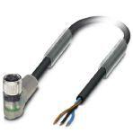 Phoenix Contact 1508174 Sensor/actuator cable, 3-position, PVC, black RAL 9005, free cable end, on Socket angled M8, with 2 LEDs, cable length: 5 m