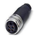 Phoenix Contact 1521342 Connector, Universal, 4-position, Socket straight 7/8"-UNF, Coding: A, Screw connection, knurl material: Zinc die-cast, nickel-plated, cable gland Pg9, external cable diameter 6 mm ... 8 mm